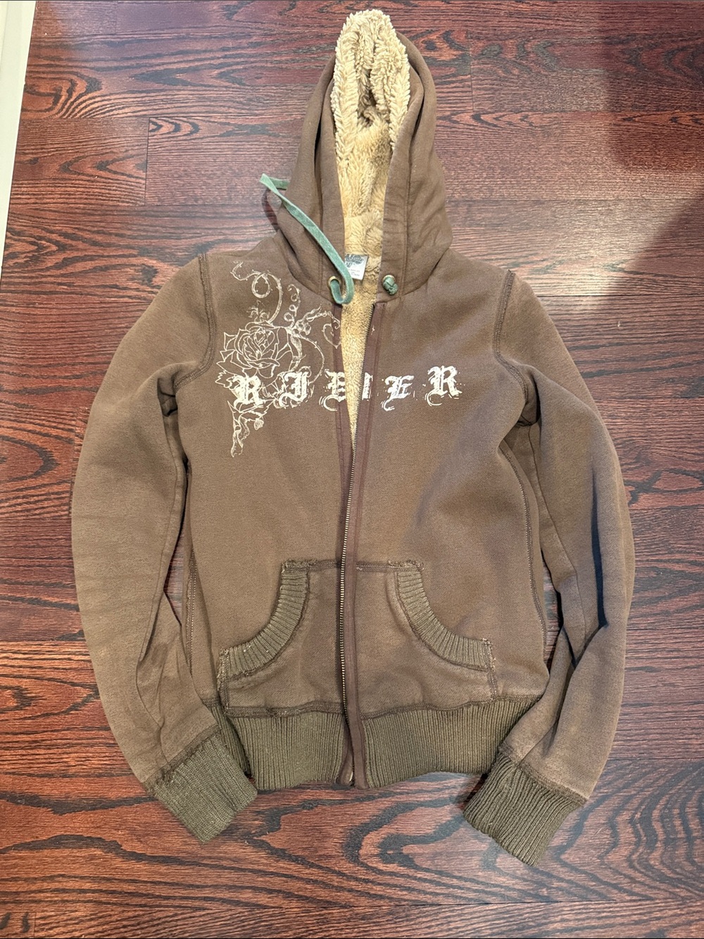 Miss me unplugged Brown faux fur Lined Hoodie